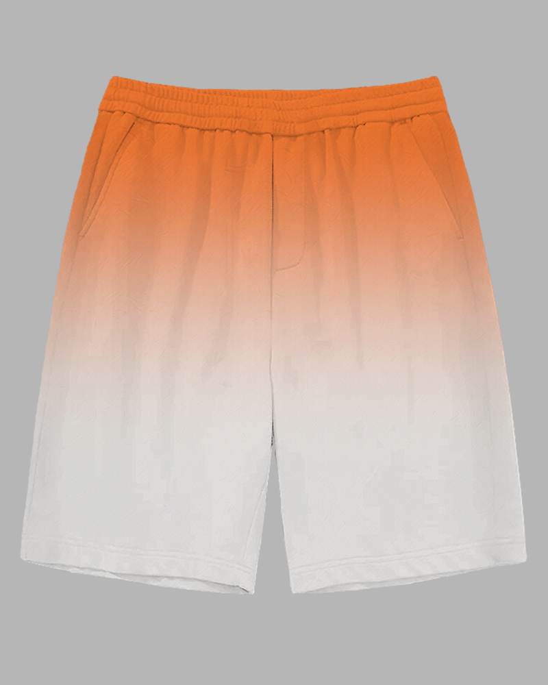 Big and Tall Guy's Fresh Orange Gradient Effect Daily Casual Shorts