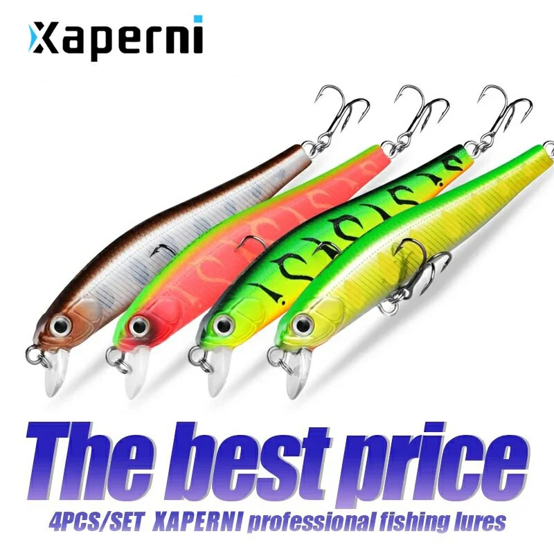 Xaperni Hot sales 4pcs/set 7cm 5.2g dive 0.5-1.3m quality magent weight fishing lures minnow Artificial Bait fishing Tackle