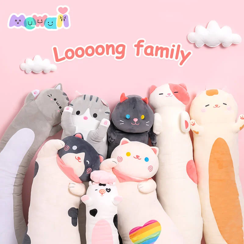 MeWaii® Long Cat Plush Body Pillow Loooong Family Long Cat Kitten Plush Pillow Squishy Toy