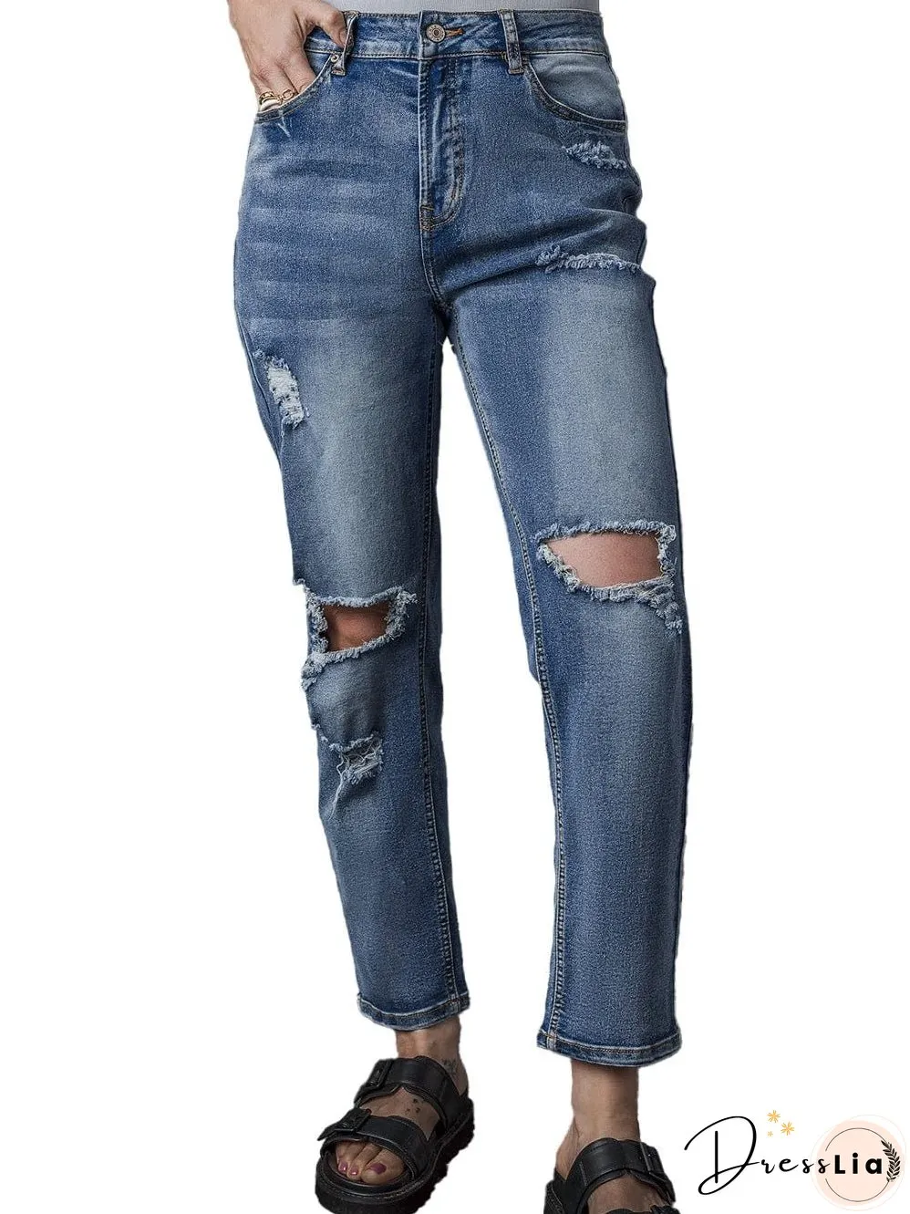 Distressed Denim Trousers