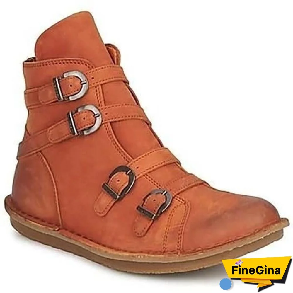 Buckle Comfortable Round Toe Boots