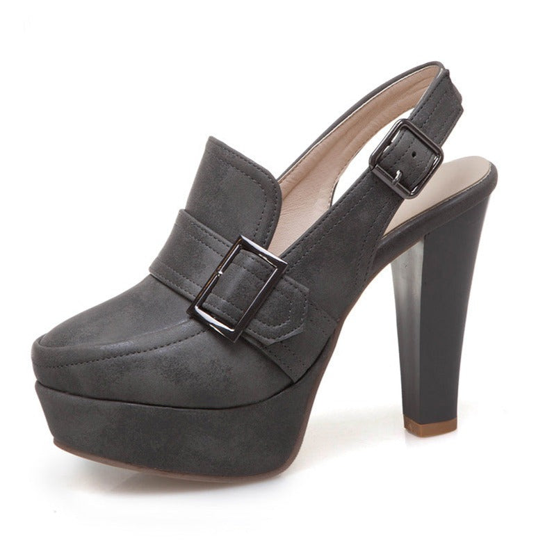 Lady's backstrap chunky high heels pumps dress shoes