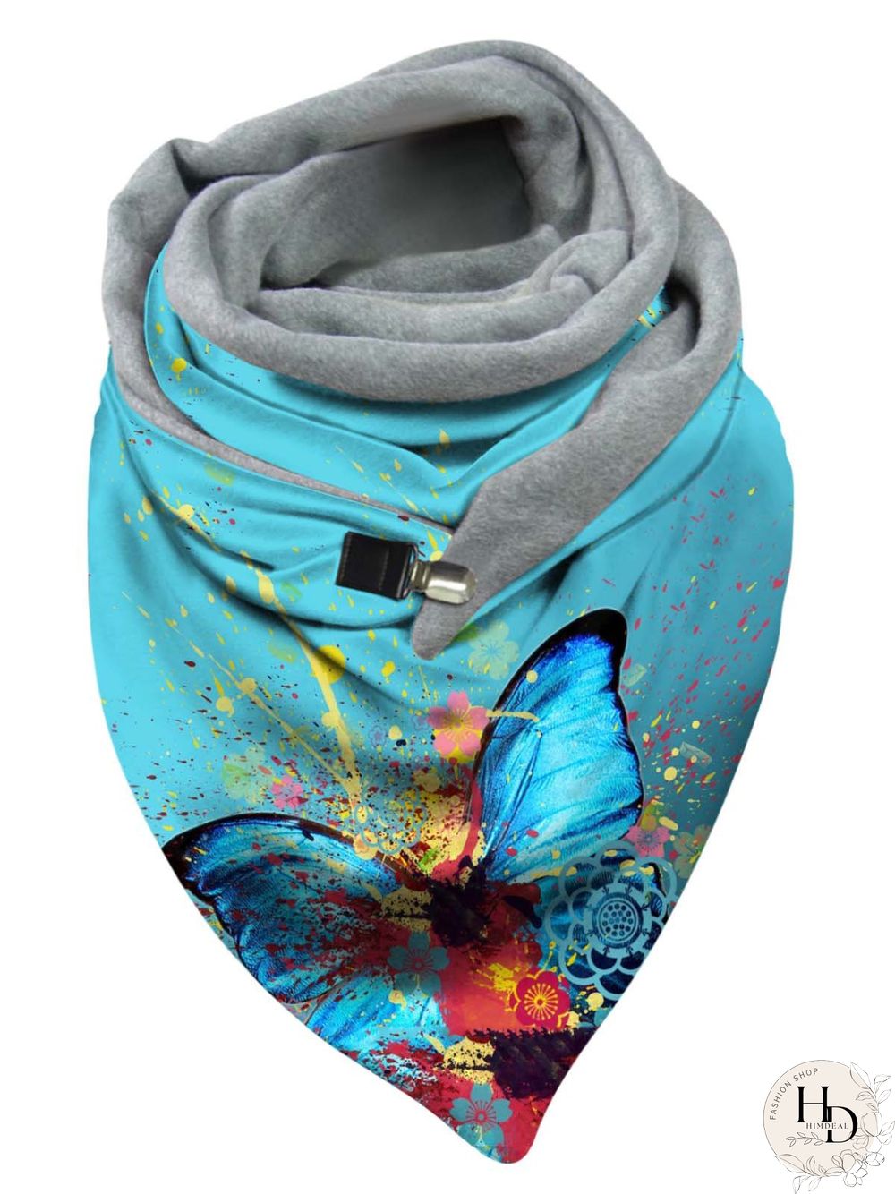 Butterfly Print Triangle Scarf Autumn/Winter Warm/Windproof