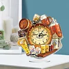 5D DIY Special Shape Diamond Painting Desk Ornament Handmade Clock Kit(Beer Time)