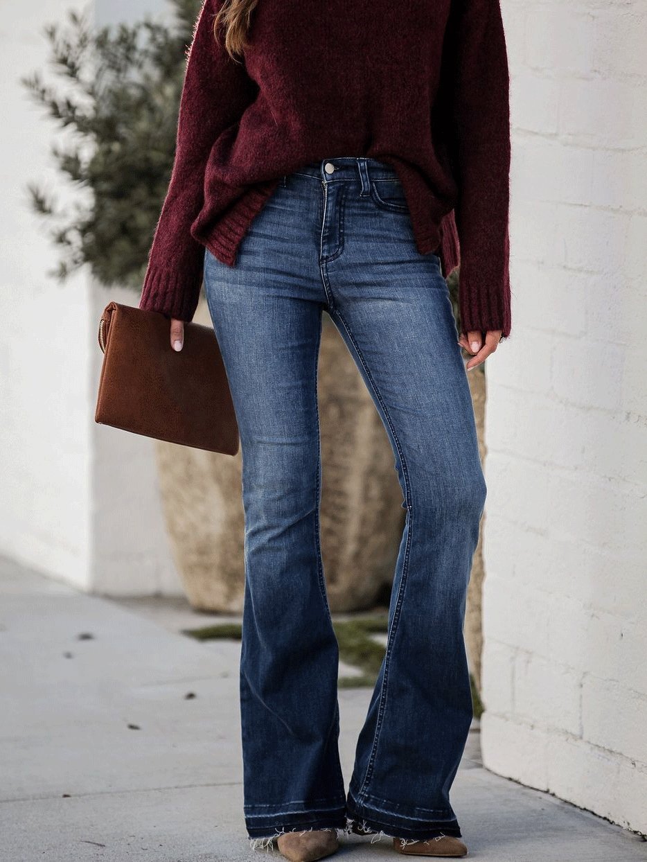 Women's Jeans Slim Pocket Temperament Micro Flared Jeans