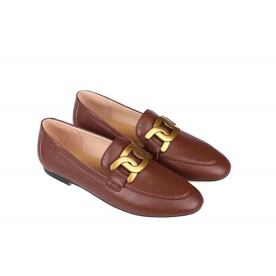 Women's Loafers Low Heel Flats Lady Work Lock Decoration Mules Shoes-vocosishoes