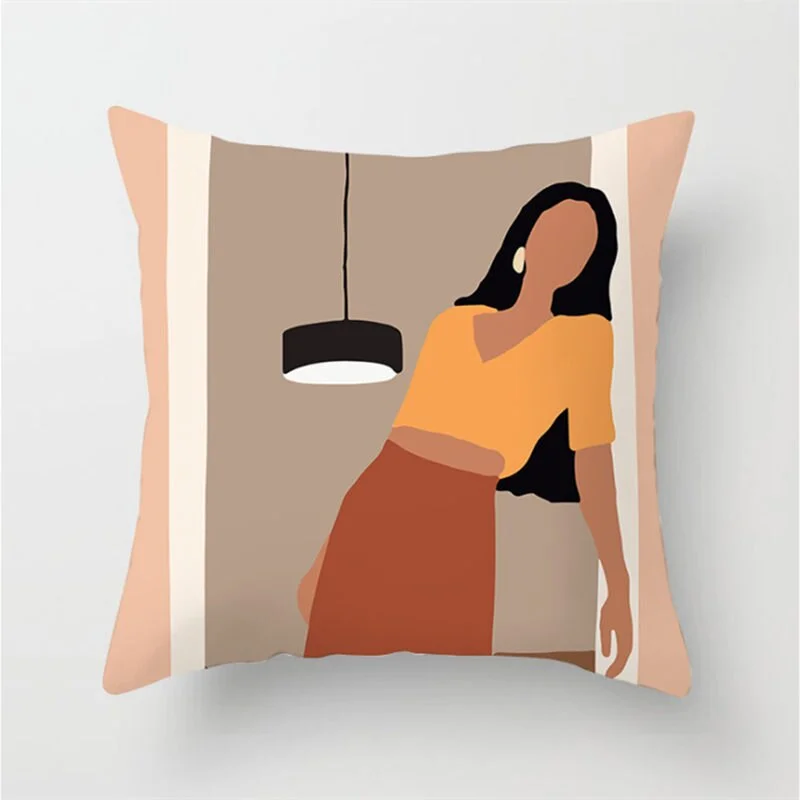 INS Nordic Morandi Cushion Cover Geometric Beauty Flower Art Pillow Cover Bed Car Office Decorative Pillowcase Modern Home Decor
