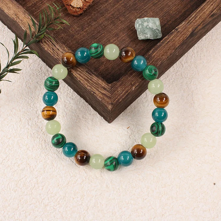Malachite Green and Brown Contrast Bracelet