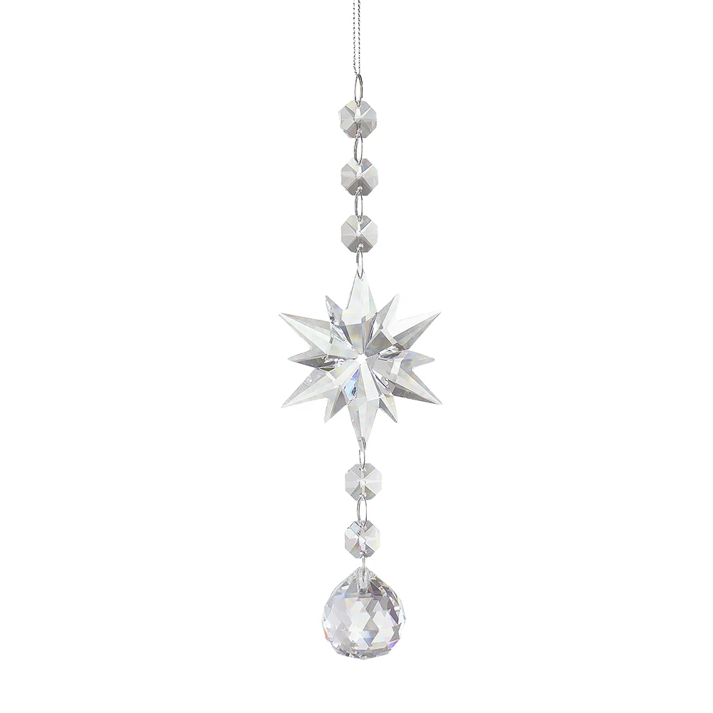 Crystal Light Catcher Prism Snowflake Wind Chime Hanging Sundrop Christmas Decor