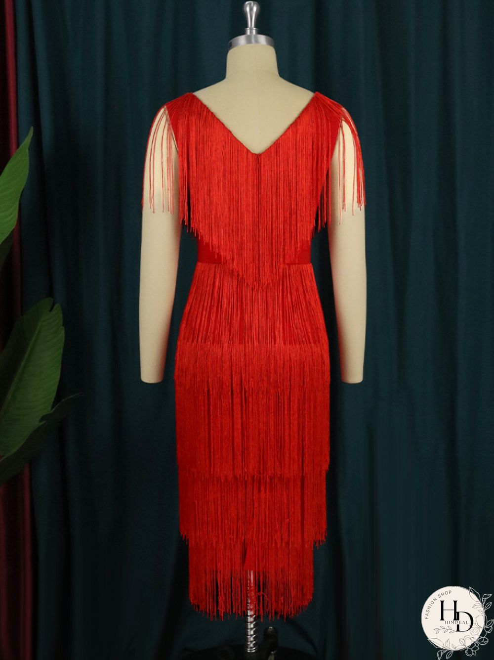 Orange Tassel Dresses V Neck Sleeveless High Waist Fringe Cocktail Evening Birthday Party Gowns OutfitsFor Women Summer