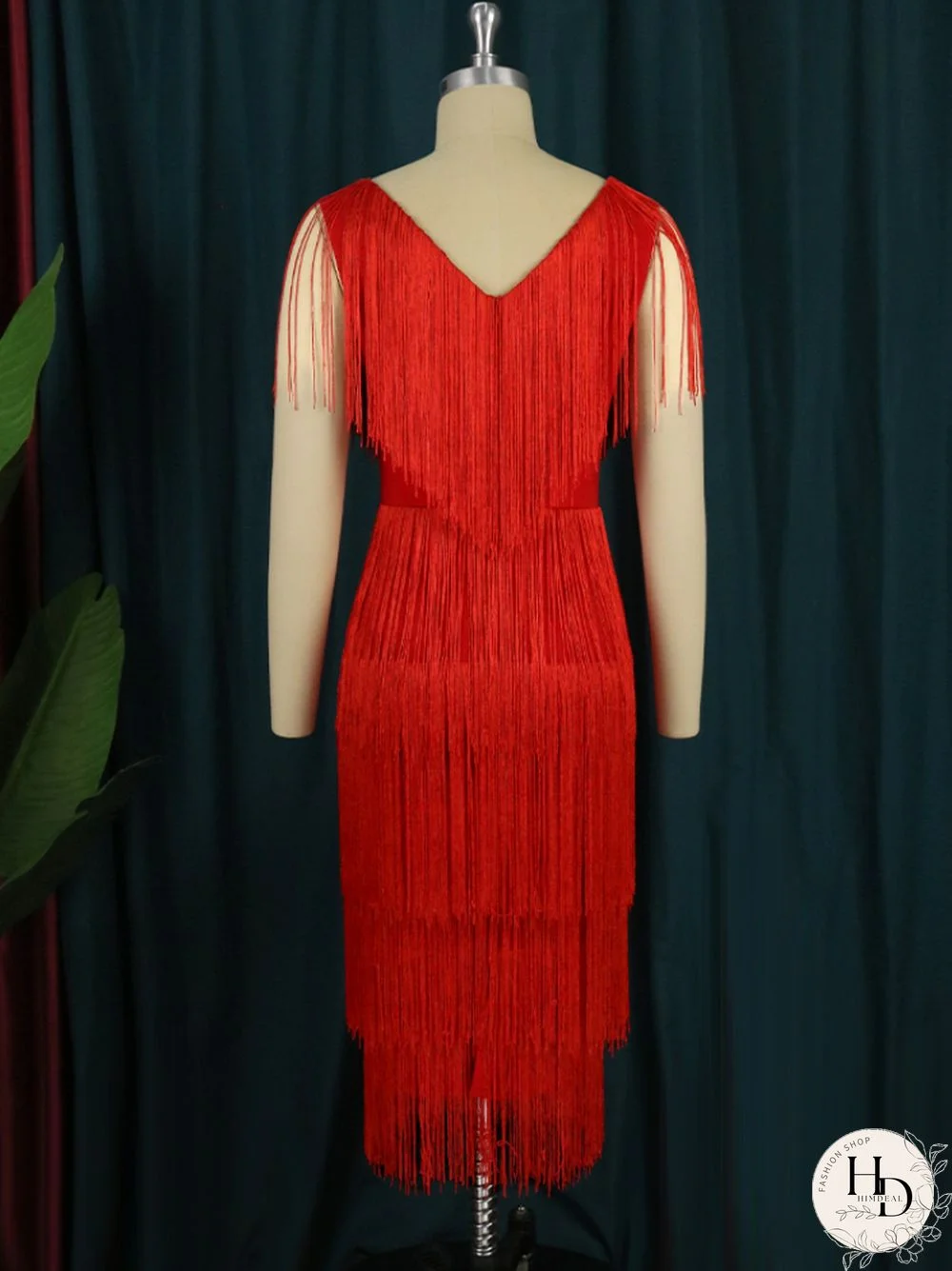 Orange Tassel Dresses V Neck Sleeveless High Waist Fringe Cocktail Evening Birthday Party Gowns OutfitsFor Women Summer