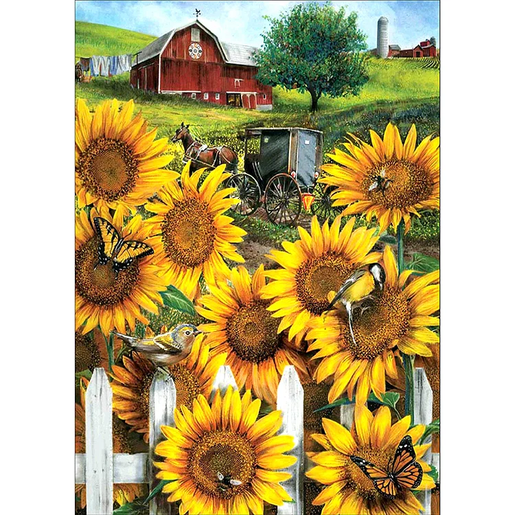 【DIY Brand】Garden Sunflower 11CT Stamped Cross Stitch 36*46CM