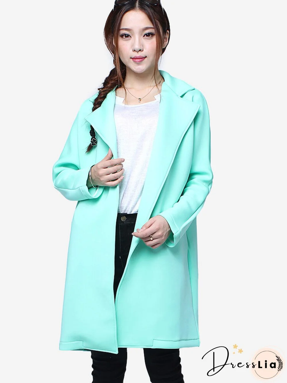 Space Cotton Outerwear Green Long Sleeve Cardigan Coat