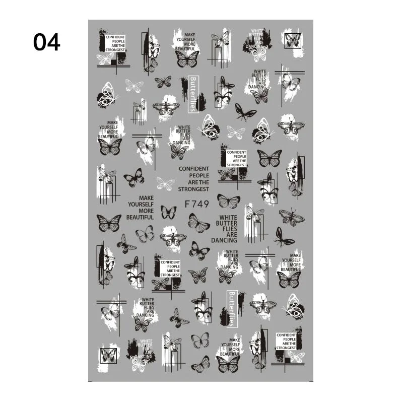 1PC Golden Heart Designs Nail Art 3D Stickers Decals Valentine's Day Black White Red Adhesive Sticker Decoration For Manicures