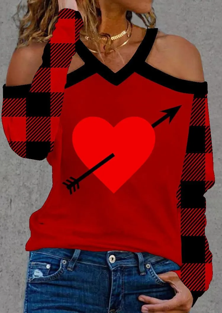 Red Chenked And Heart Printed Shirt
