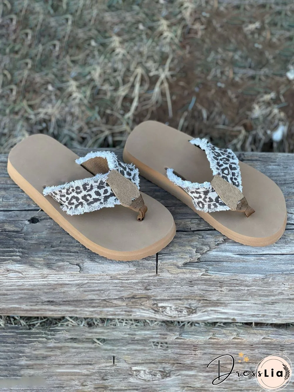 Leopard Print Flip Flop Sandals
