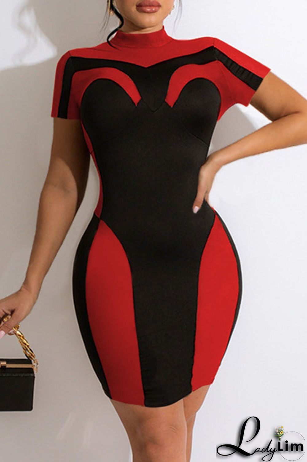 Brown Fashion Casual Patchwork Basic O Neck Short Sleeve Dress Dresses