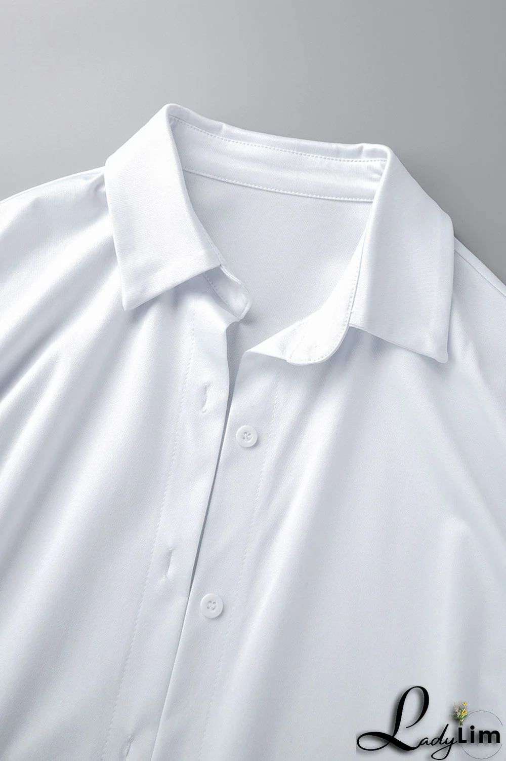 Blue Casual Solid Frenulum Slit Turndown Collar Long Sleeve Two Pieces