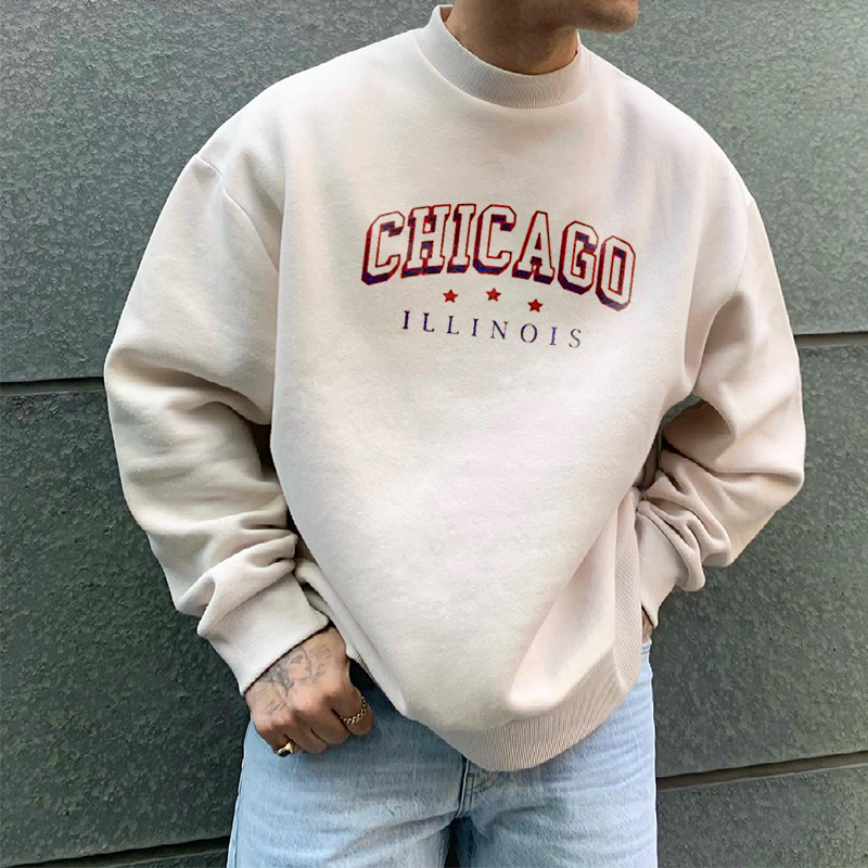 Men's Oversized Vintage 'Chicago' Print Sweatshirt