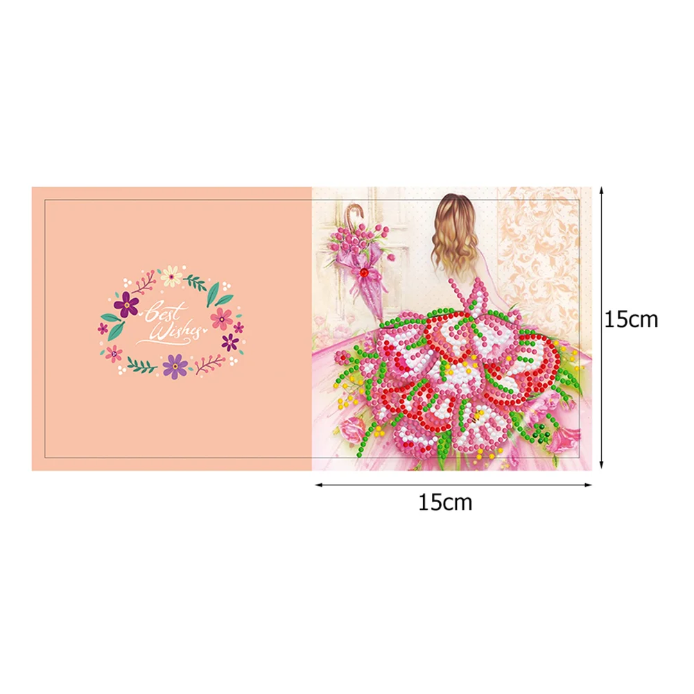 12pcs DIY Diamond Painting Greeting Cards Birthday Thanks Embroidery Postcard