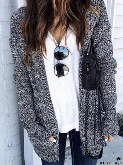 Simple Dark Gray Loose Cardigan