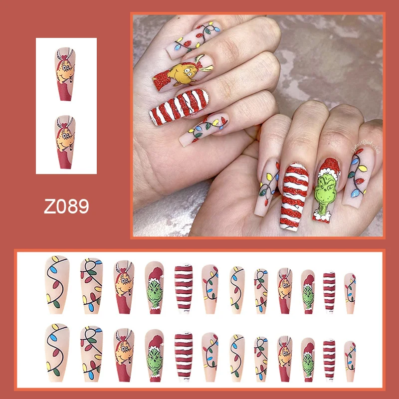 Churchf Churchf Red And Green Lights Christmas French Wear Armour Pure Ice Texture Line Beauty Armour 24 Pieces Box