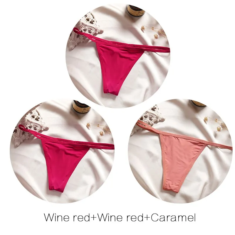 FINETOO M-XL Cotton Bikini Panties T-back Thong Sexy Low Waist Women Underwear Cotton G-String Underpants Femlae Lingerie 3Pcs