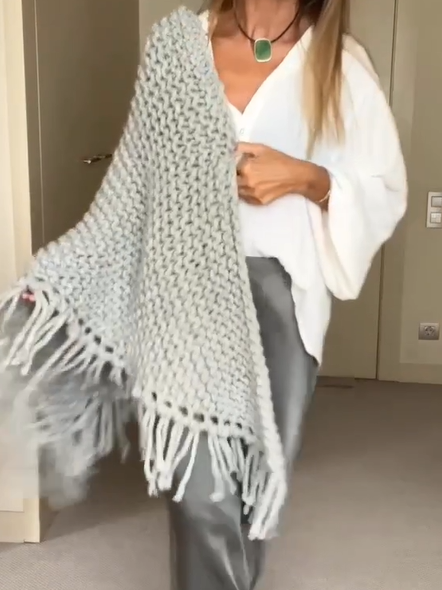 Solid Color Knit Shawl