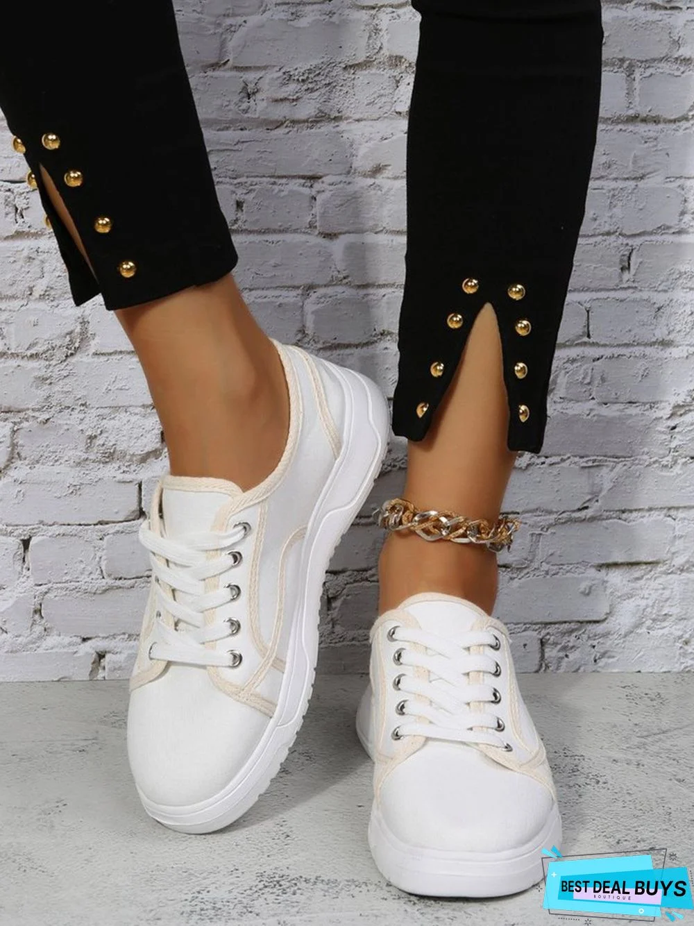 Plus Size Split Joint Canvas Sneakers