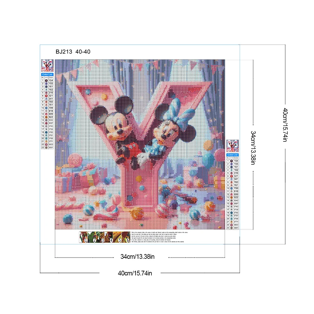 Full Round Diamond Painting 40*40cm - Mickey Minnie Alphabet