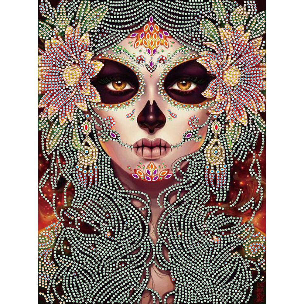 

30*40CM - Special Shaped Diamond Painting - Flower Skull, 501 Original