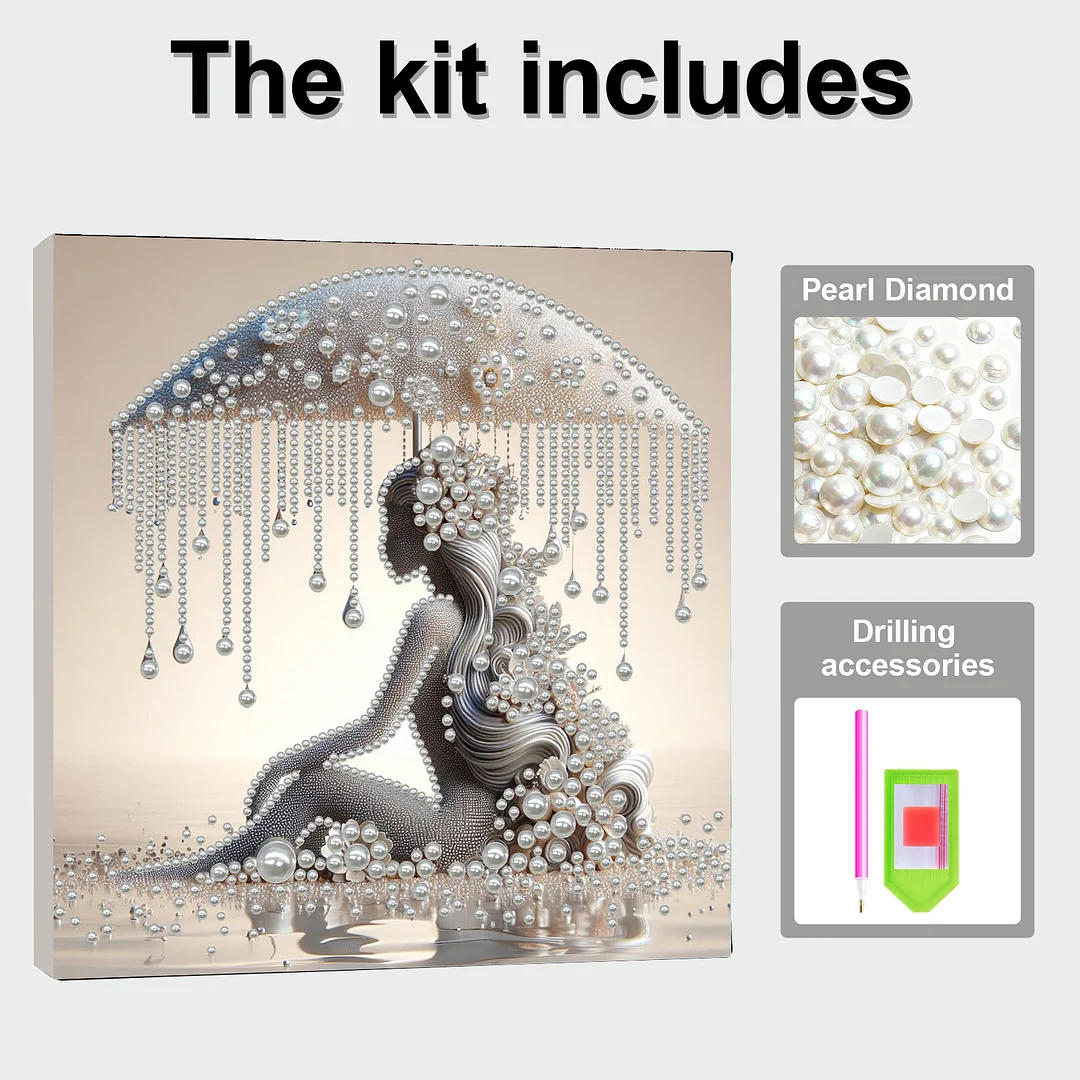 Umbrella Woman - DIY Pearl Diamond Art Kit With Frame 30*30cm