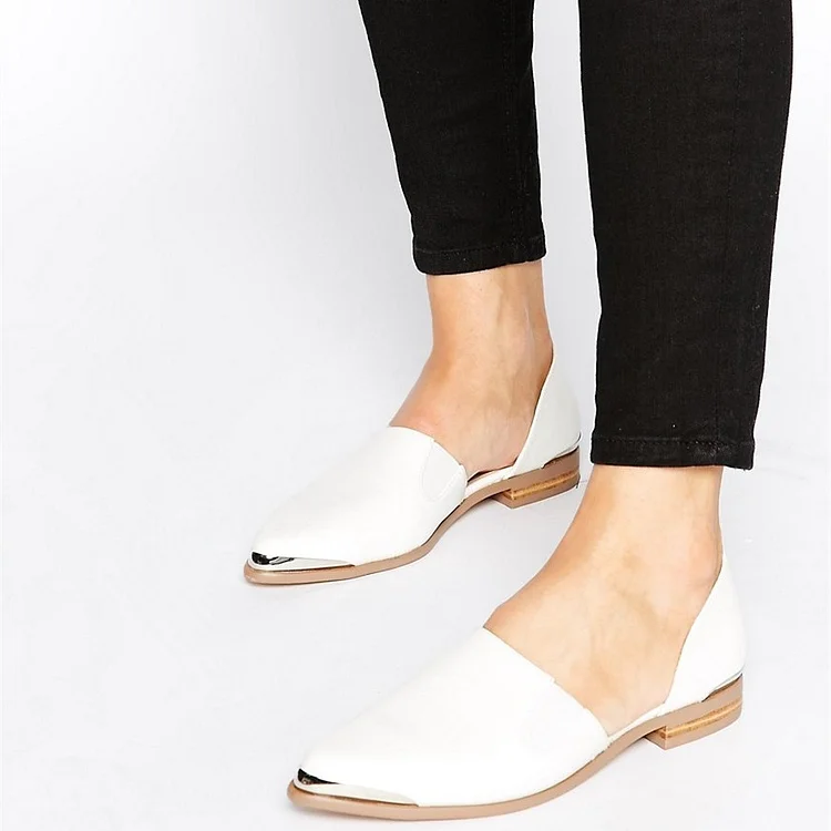 Ivory Comfortable Pointy Toe Flats Vdcoo