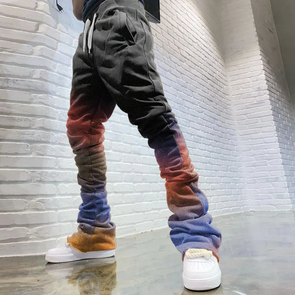Fashion Retro Rainbow Gradient Casual Sports Pants