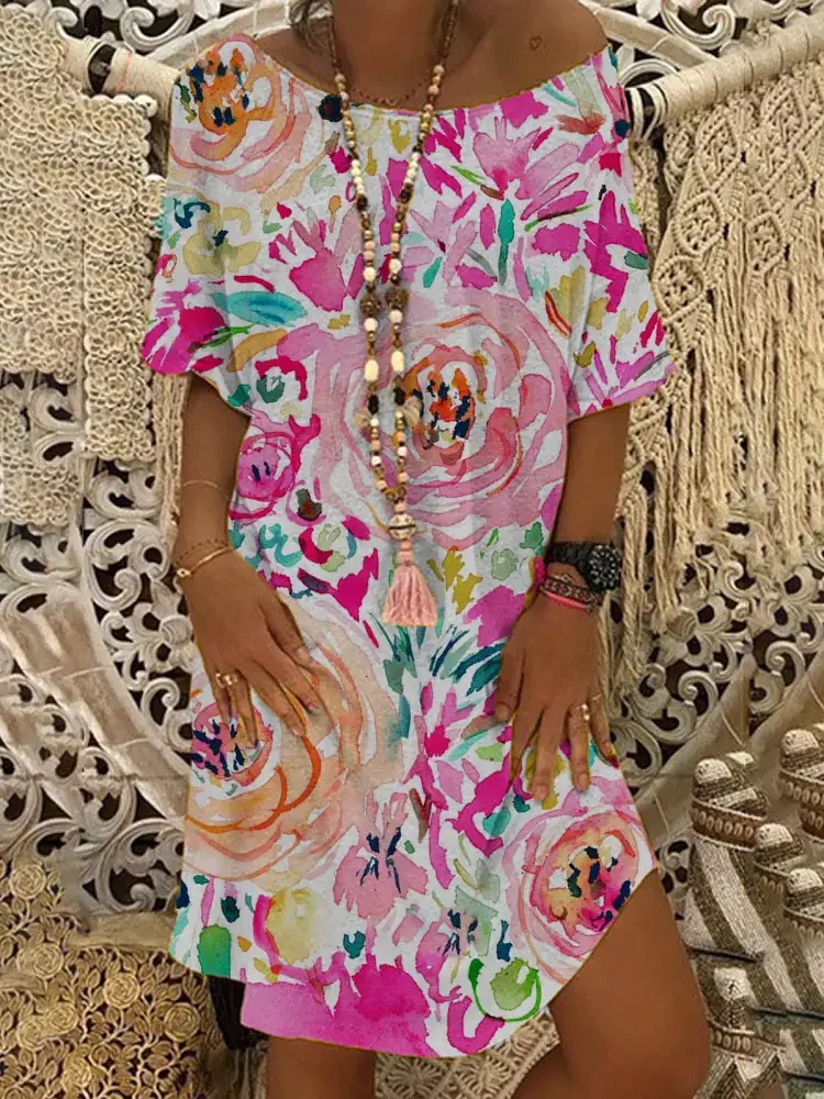 Women's Dress-Flower Art Painting