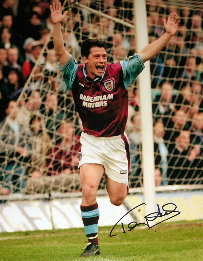 TONY COTTEE SIGNED WEST HAM UNITED 16X12 FOOTBALL Photo Poster painting HAMMERS WITH COA & PROOF