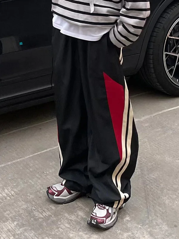 Brownm Hip Hop Panel Striped Loose Sweatpants