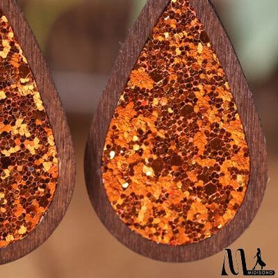 MidiSono - Sequin Wood Teardrop Earrings