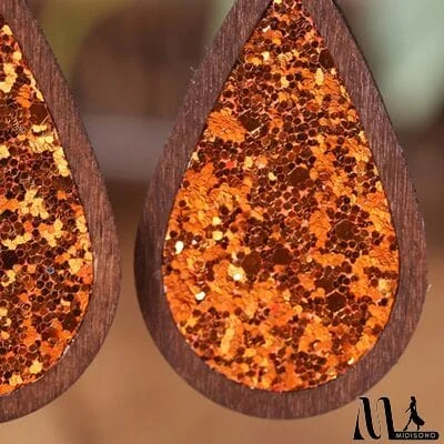 MidiSono - Sequin Wood Teardrop Earrings