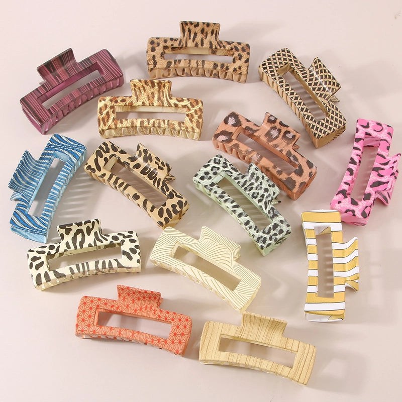 Retro Leopard Plastic Printing Hair Claws 1 Piece