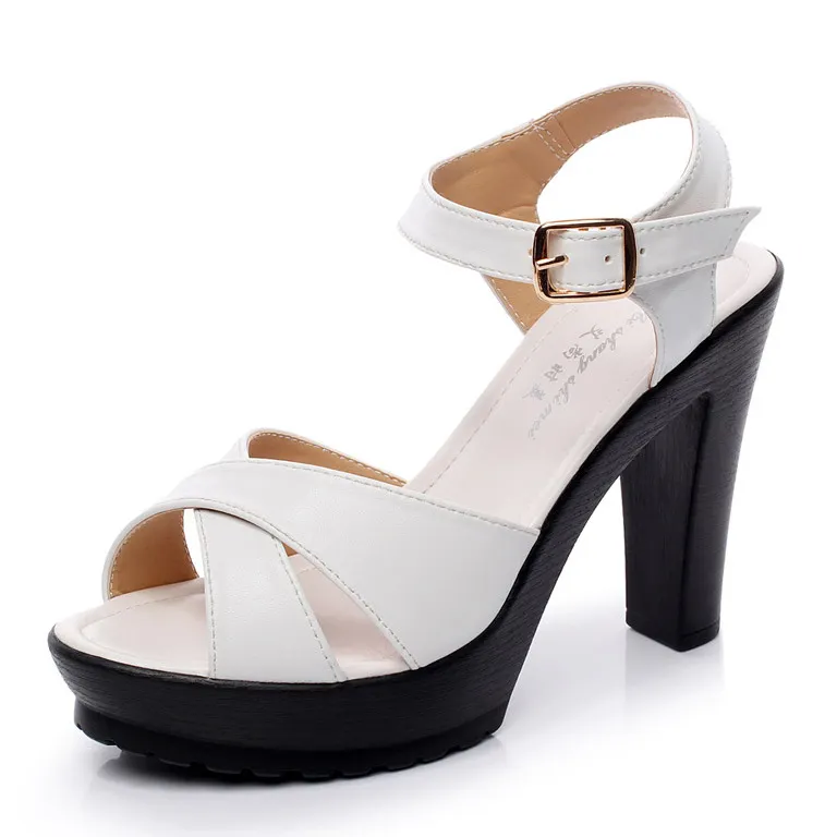 Breakj Breakj Show Artifact Model High Heel Sandals Leather Thick Heel Waterproof Counter 11Cm Cross-Band Hollow Performance Sandals Women Summer