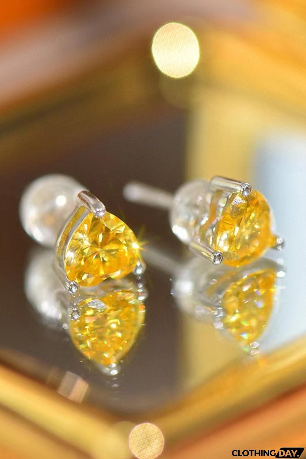 2 Carat Yellow Heart Moissanite Platinum-Plated Earrings
