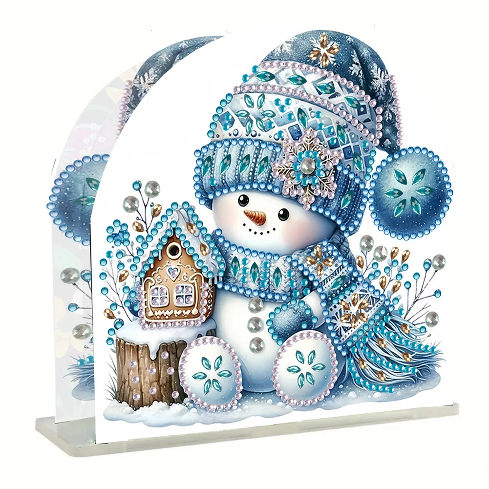 DIY Christmas Snowman Acrylic Diamond Art Painting Napkin Holder Set