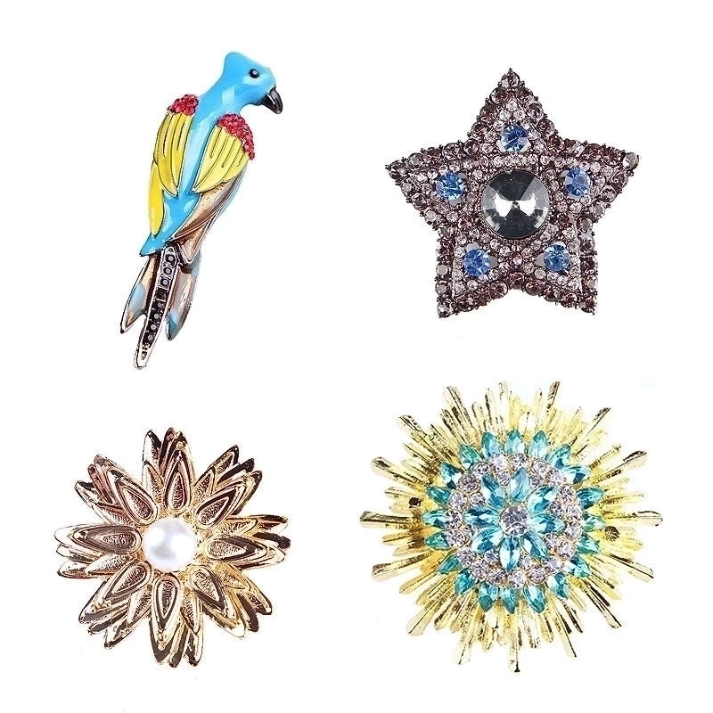 Korean Style Pin Star Flower Alloy Plating Inlay Rhinestones Pearl Unisex Brooches