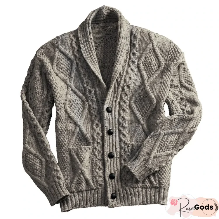 Men's Sweater Solid Color Long Sleeve Lapel Cardigan Coat Sweater