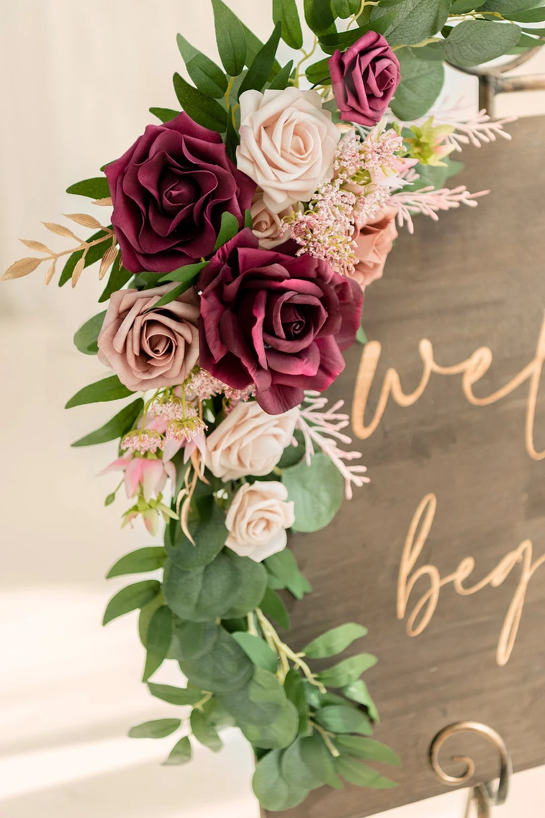 Flower Sign Decor in Marsala & Blush