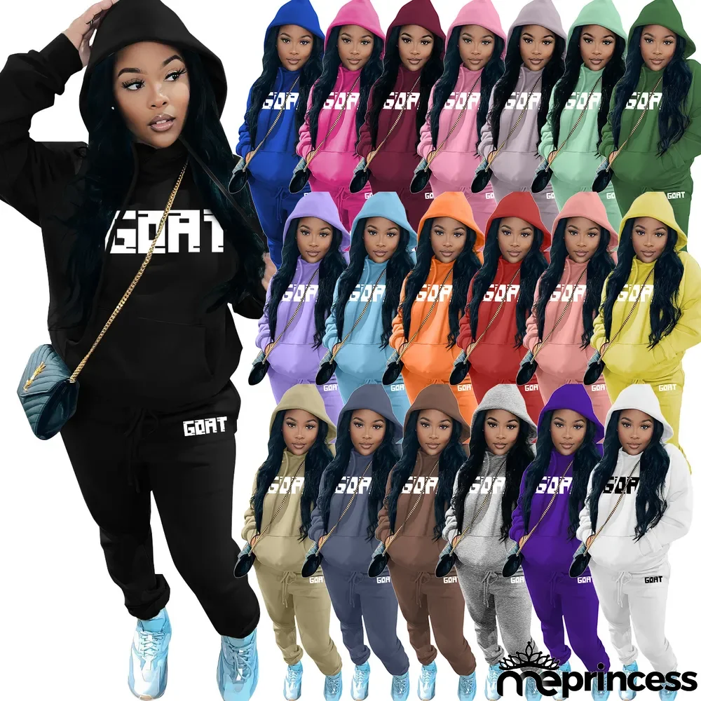 Women's Fashion Casual Fleece Hoodies Two-Piece Hoodie Tracksuit