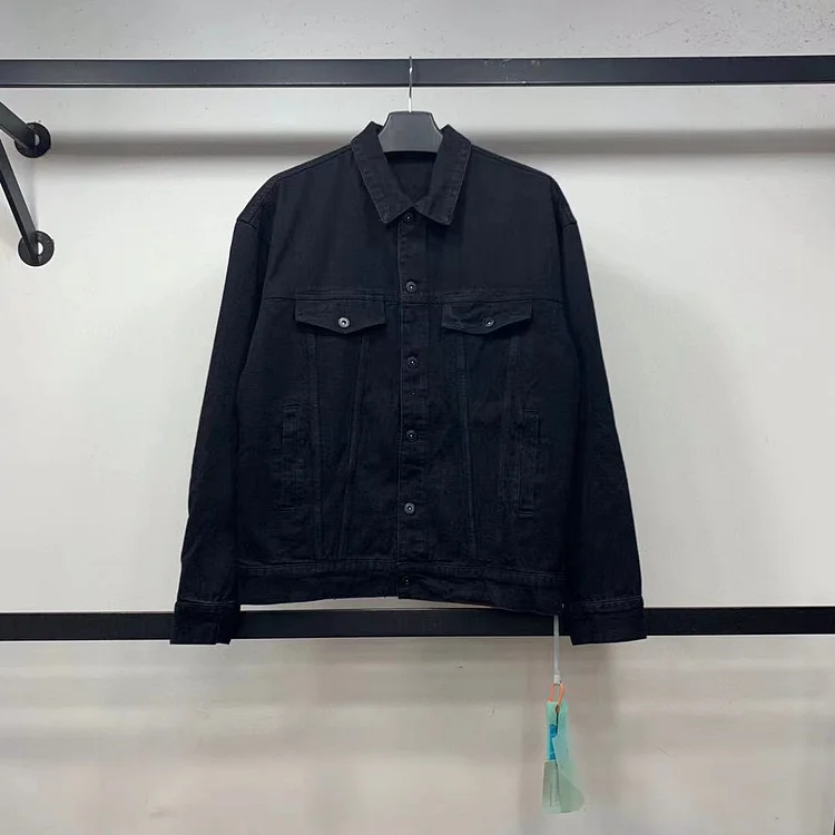 Off White Winter Coat Autumn and Winter Square Arrow Gilding Patterned Denim Jacket Men and Women