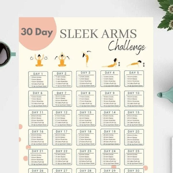 Pornhint 30 Day Sleek Arm Challenge | Body Building Tracker | How to get Sleek Arms Guide | Self Challenge Guide | Printable