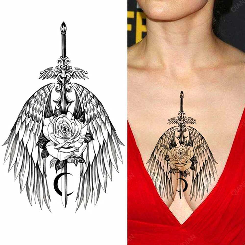 Arm Temporary Tattoo Tiger Flower Lion Rose Wing Wolf Mountain Dolphin Body Chest Leg Waterproof Sticker Tatoo Fashion Man Totem